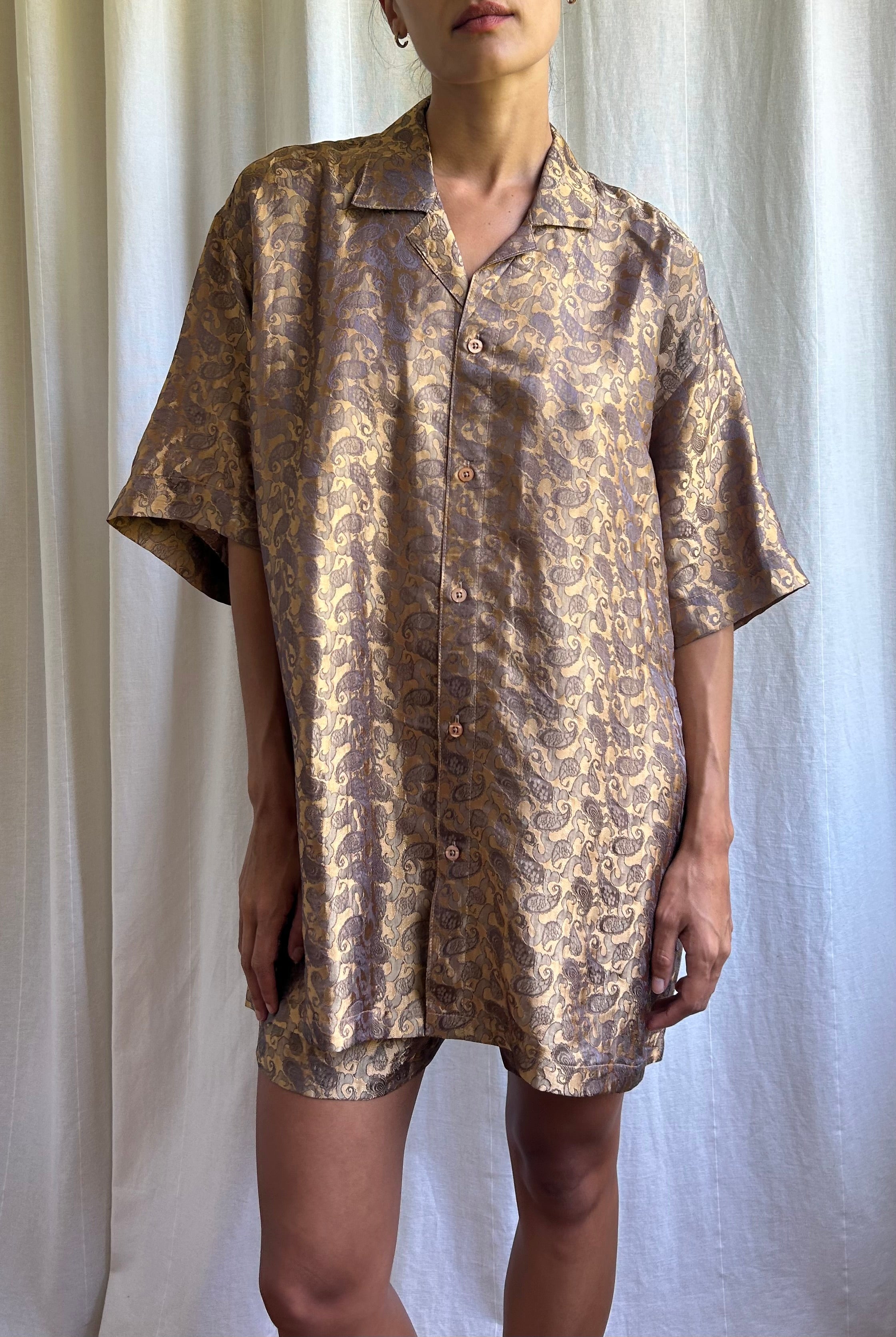 Bruns Short Sleeve Silk Shirt